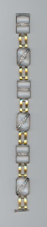 Art Deco Rock Crystal 18 Carat Gold Bracelet For Sale 2
