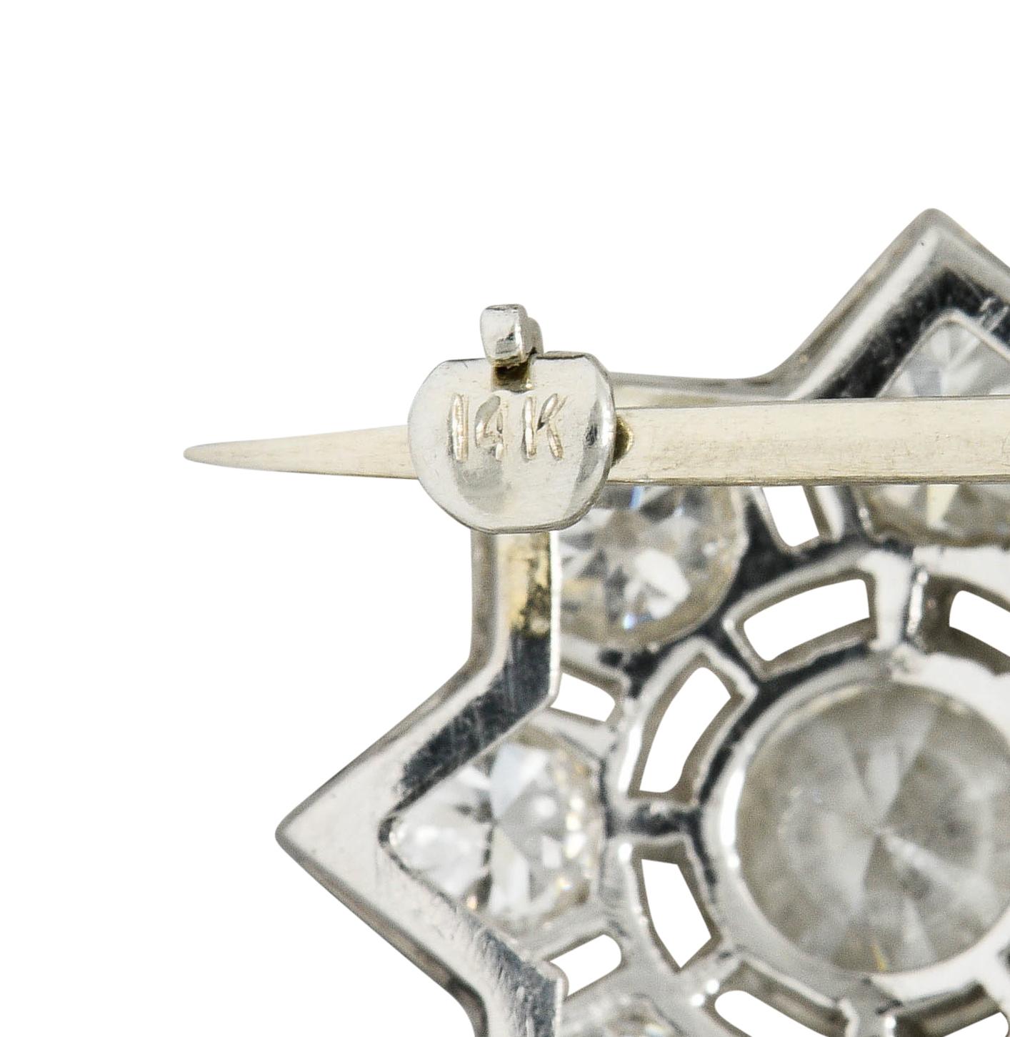 Art Deco Rock Crystal 5.08 Carat Diamond Platinum Floral Brooch 1