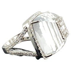 Art-Deco Rock Crystal and Diamond Cocktail Dome Ring