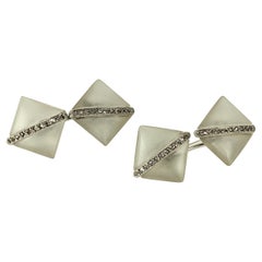 Art Deco Rock Crystal and Diamond Cufflinks