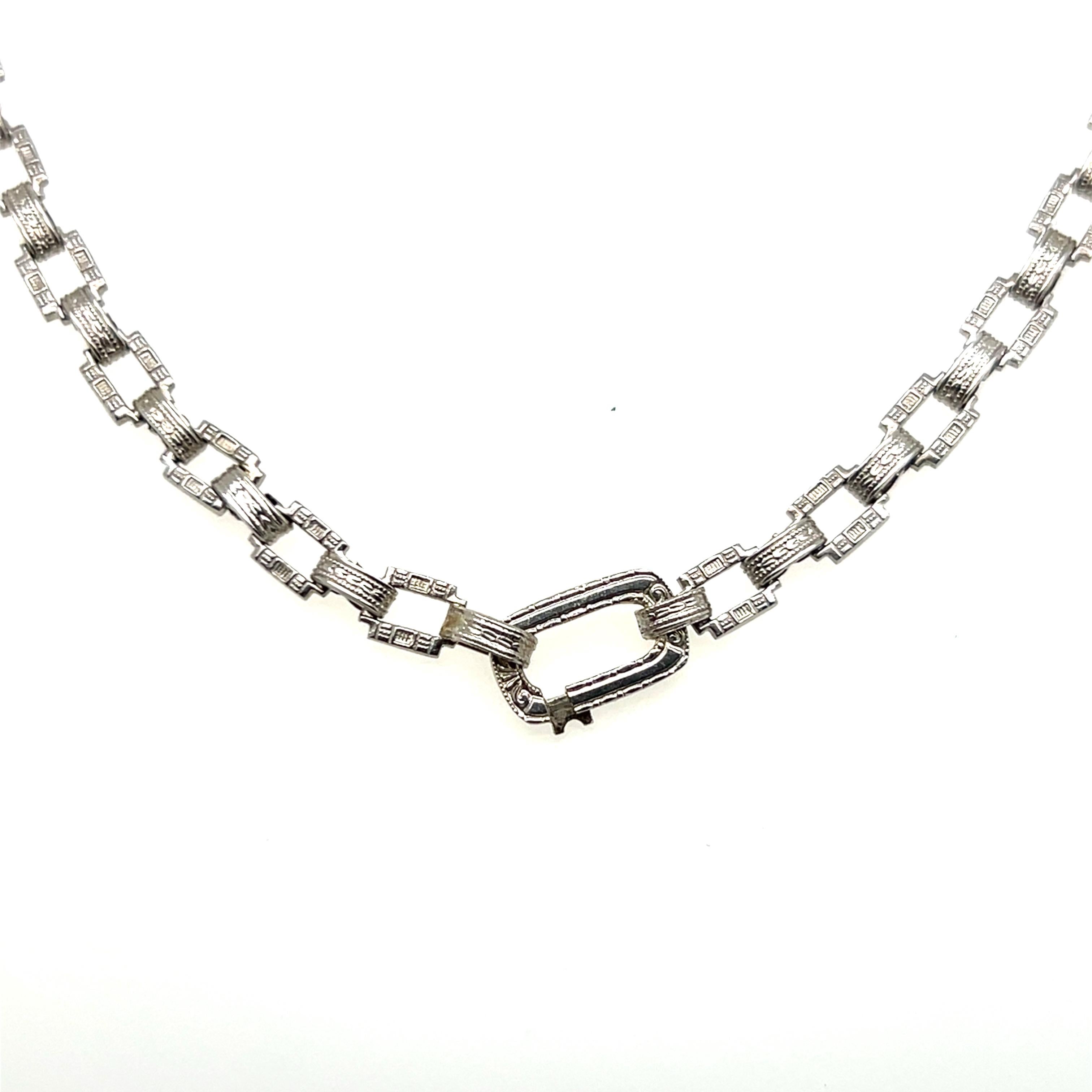 Collana Art Deco con cristalli di rocca e diamanti in oro bianco 14k A Link 1920 6