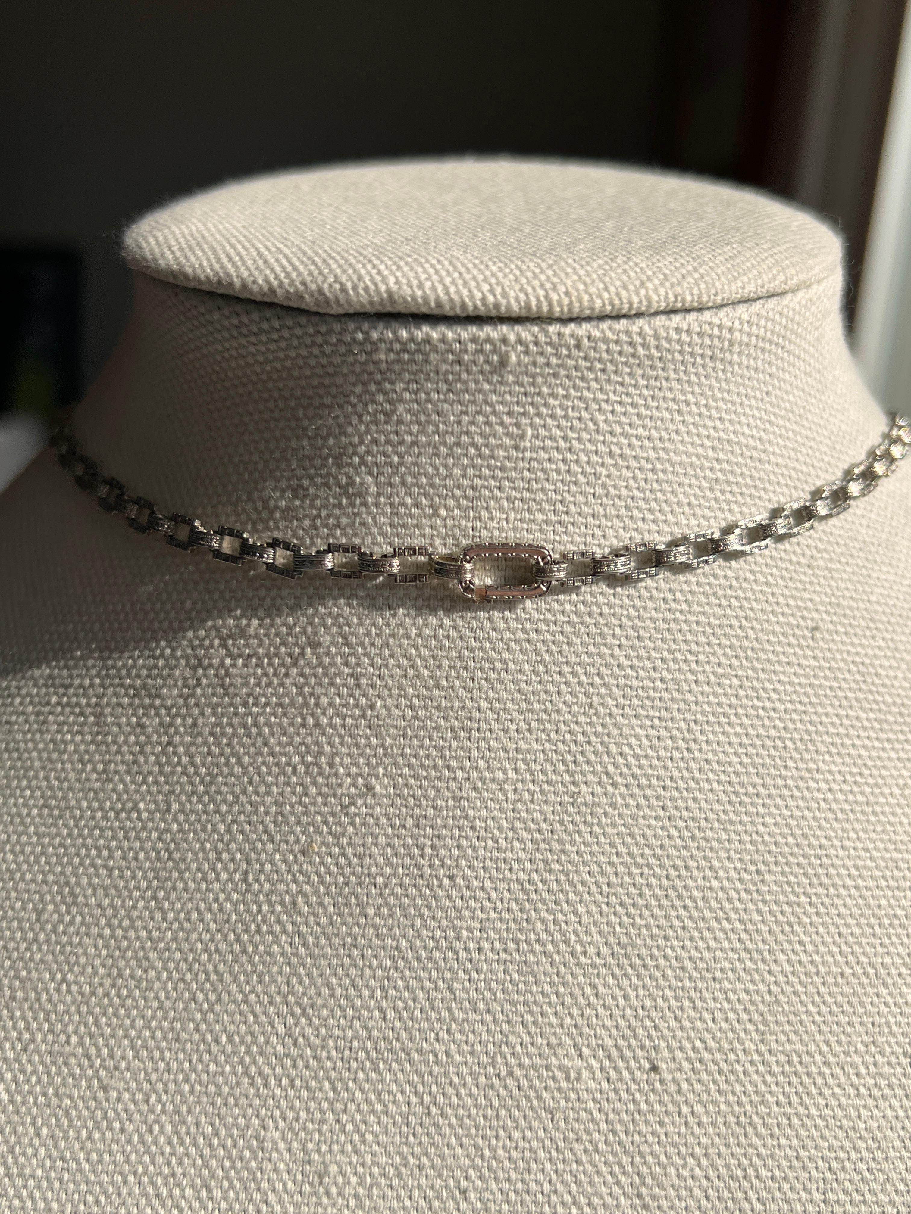 Collana Art Deco con cristalli di rocca e diamanti in oro bianco 14k A Link 1920 2