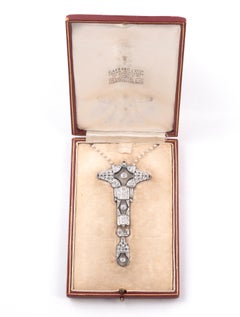 Broche-pendentif Art Déco en cristal de roche, diamant et émeraude par Garrard & Co 1925's