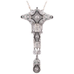 Art Deco Rock Crystal Diamond And Emerald Brooch-Pendant by Garrard & Co 1925's