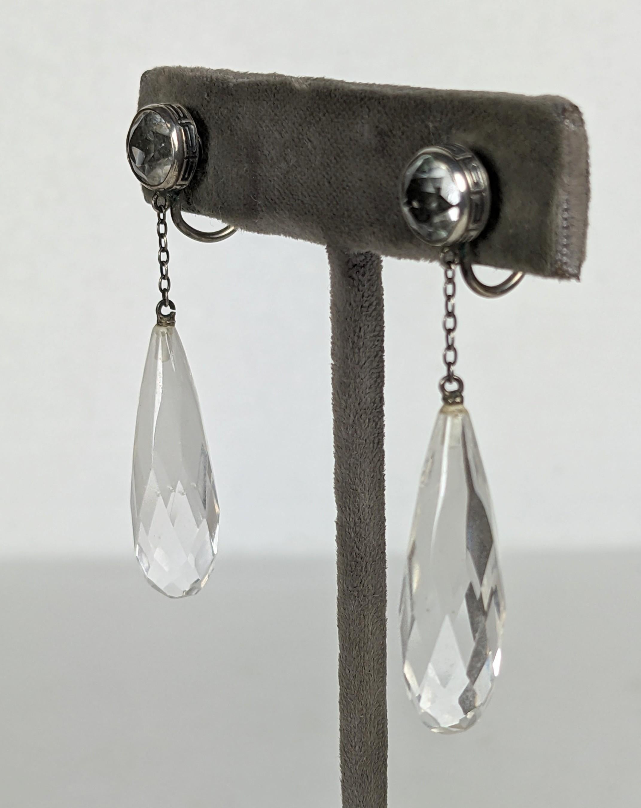 Bead Art Deco Rock Crystal Flapper Earrings For Sale