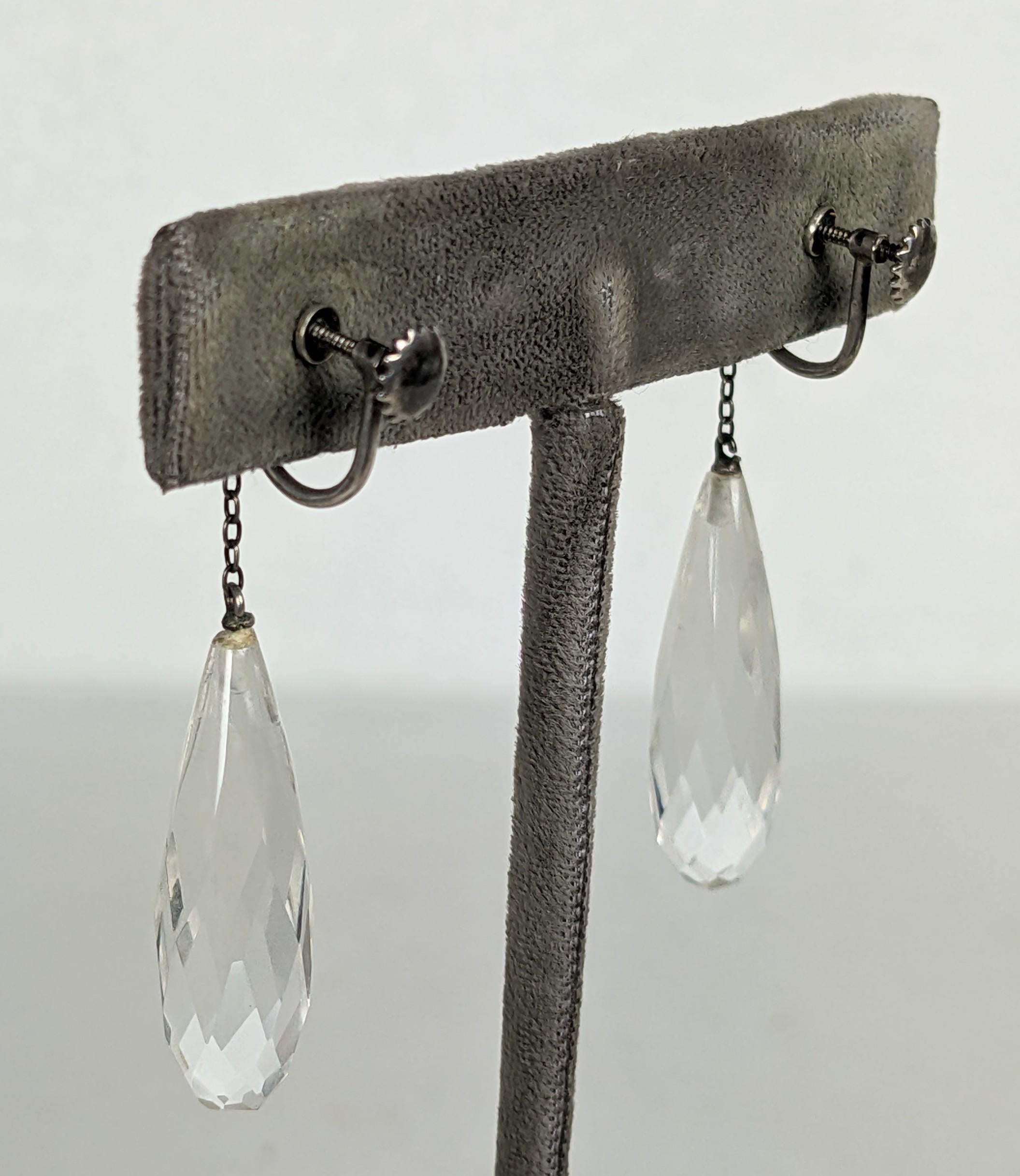 Art Deco Rock Crystal Flapper Earrings In Excellent Condition For Sale In New York, NY