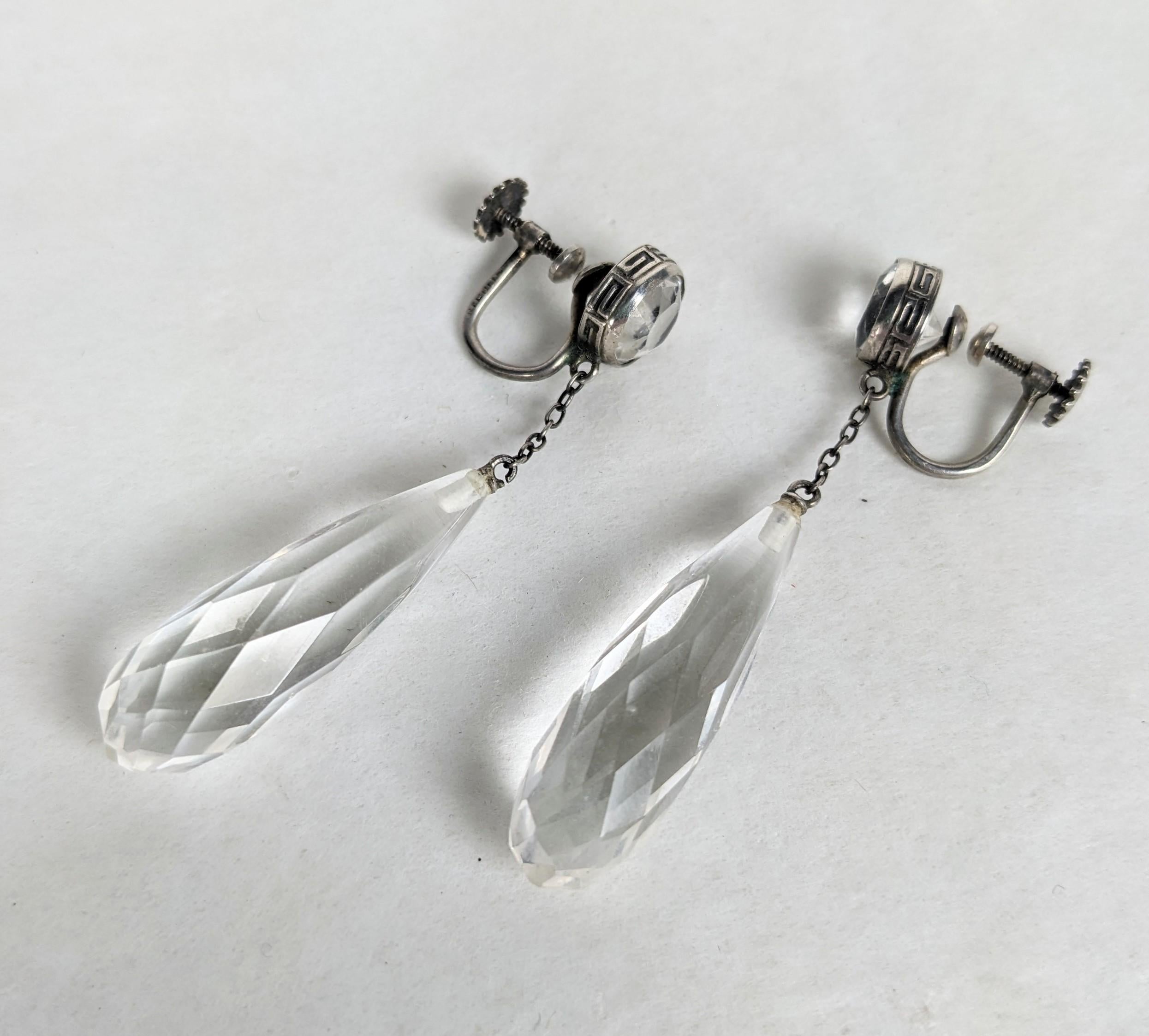 Art Deco Rock Crystal Flapper Earrings For Sale 1