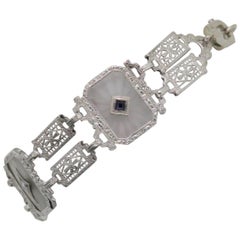 Art Deco Rock Crystal Gold Filigree Bracelet