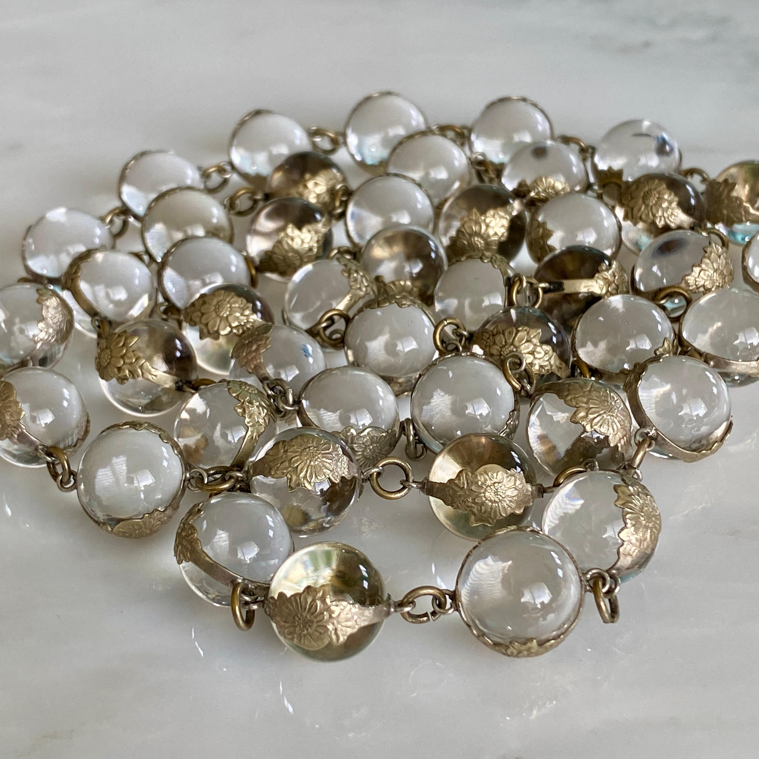 Art Deco Rock Crystal Pools of Light Silver Gilt Necklace 5