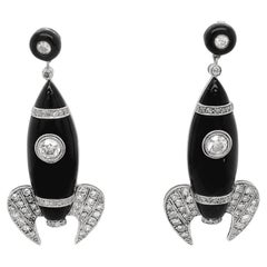 Art Deco Rocket Diamond Earrings