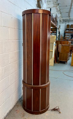 Art Deco "Rocket" Style Figured Walnut Cylinder Cocktail Cabinet