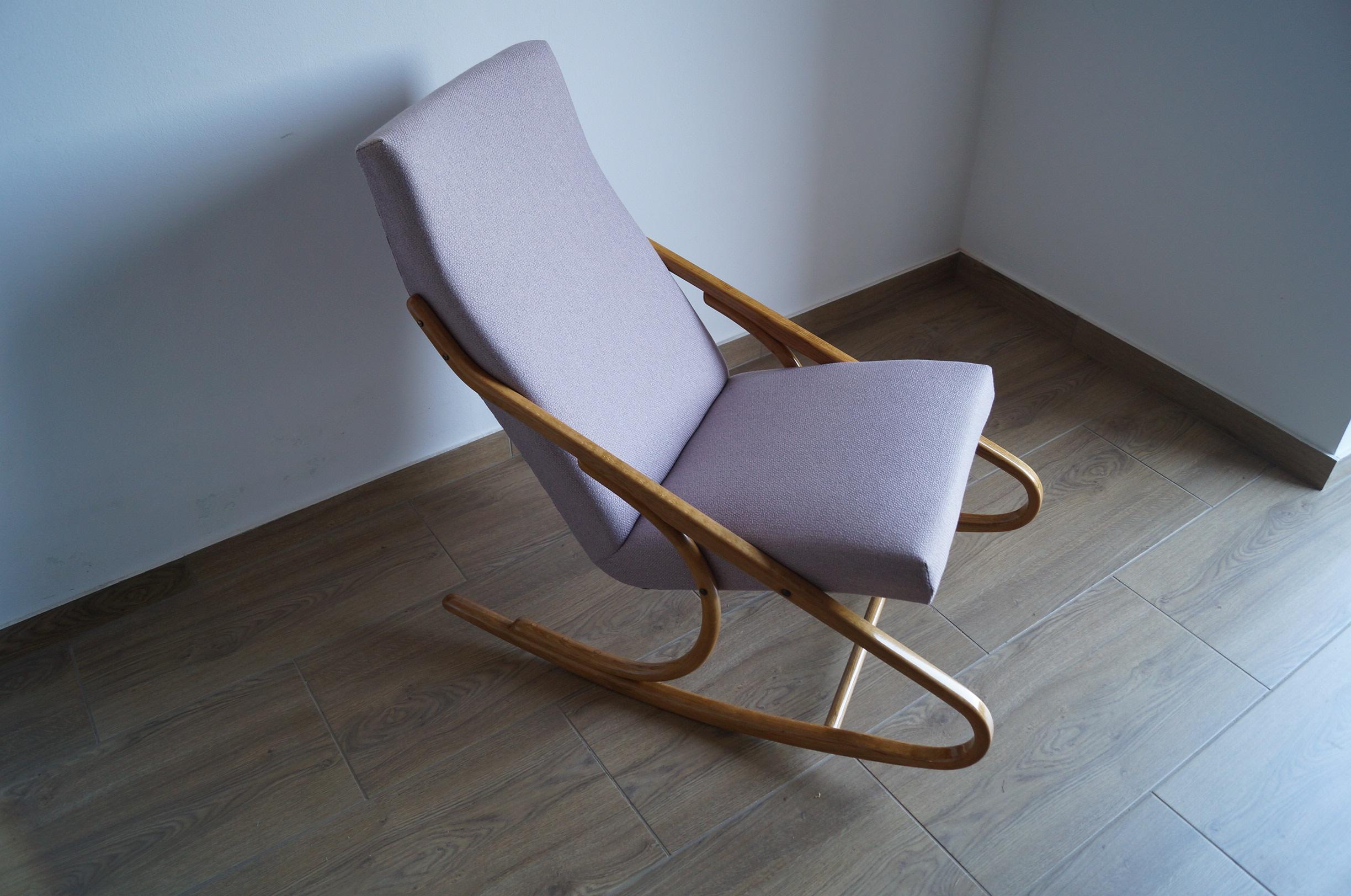 Mid-20th Century Art Deco Rocking Chair J. Halabala from 1960 For Sale