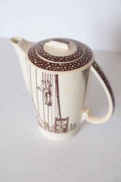 Art Deco Rockwell Kent Our America Coffee Pot for Vernon Kilns Cocktail Pitcher