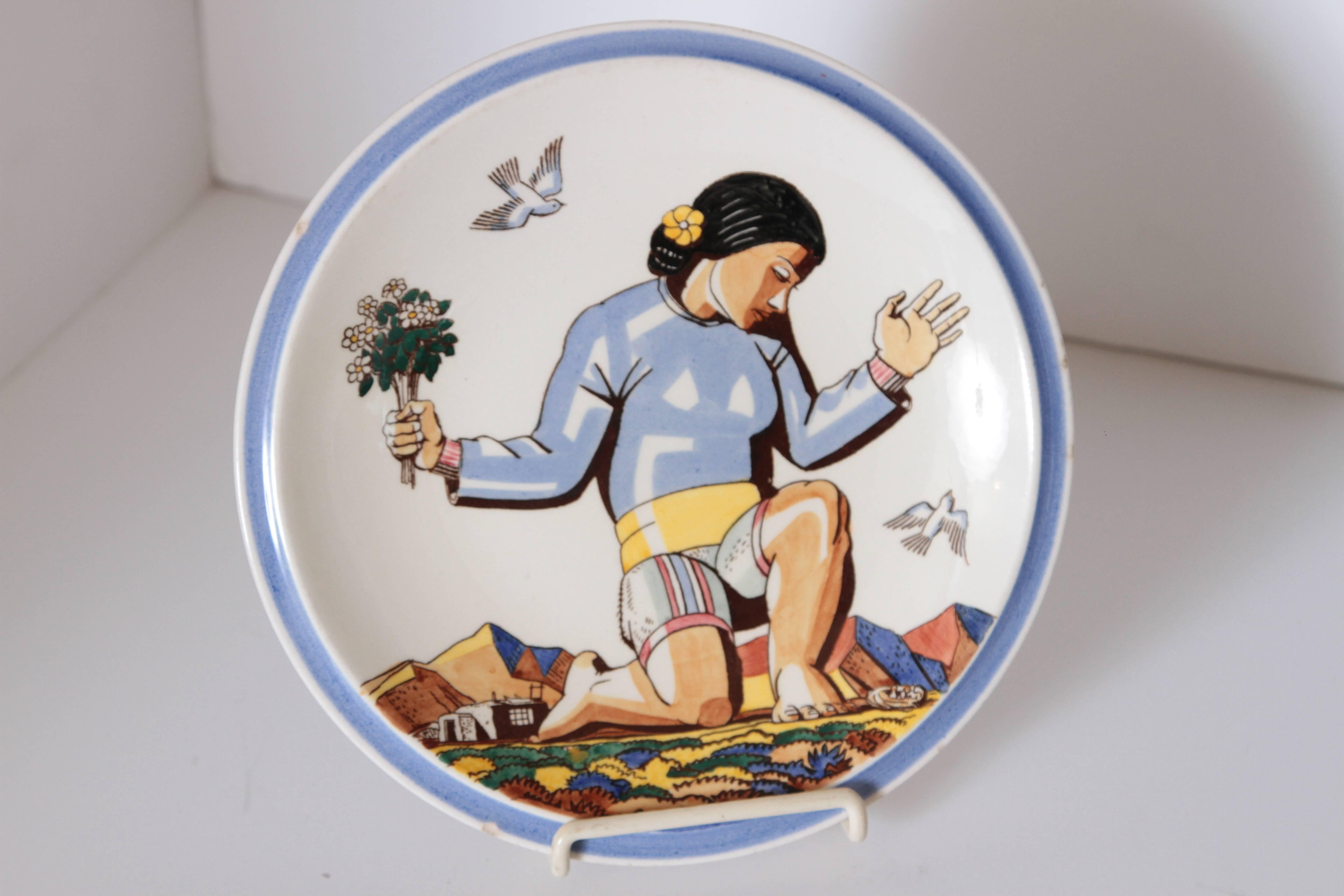 Art Deco Rockwell Kent Salamina Serveware for Vernon Kilns, Collection of Six In Good Condition For Sale In Dallas, TX