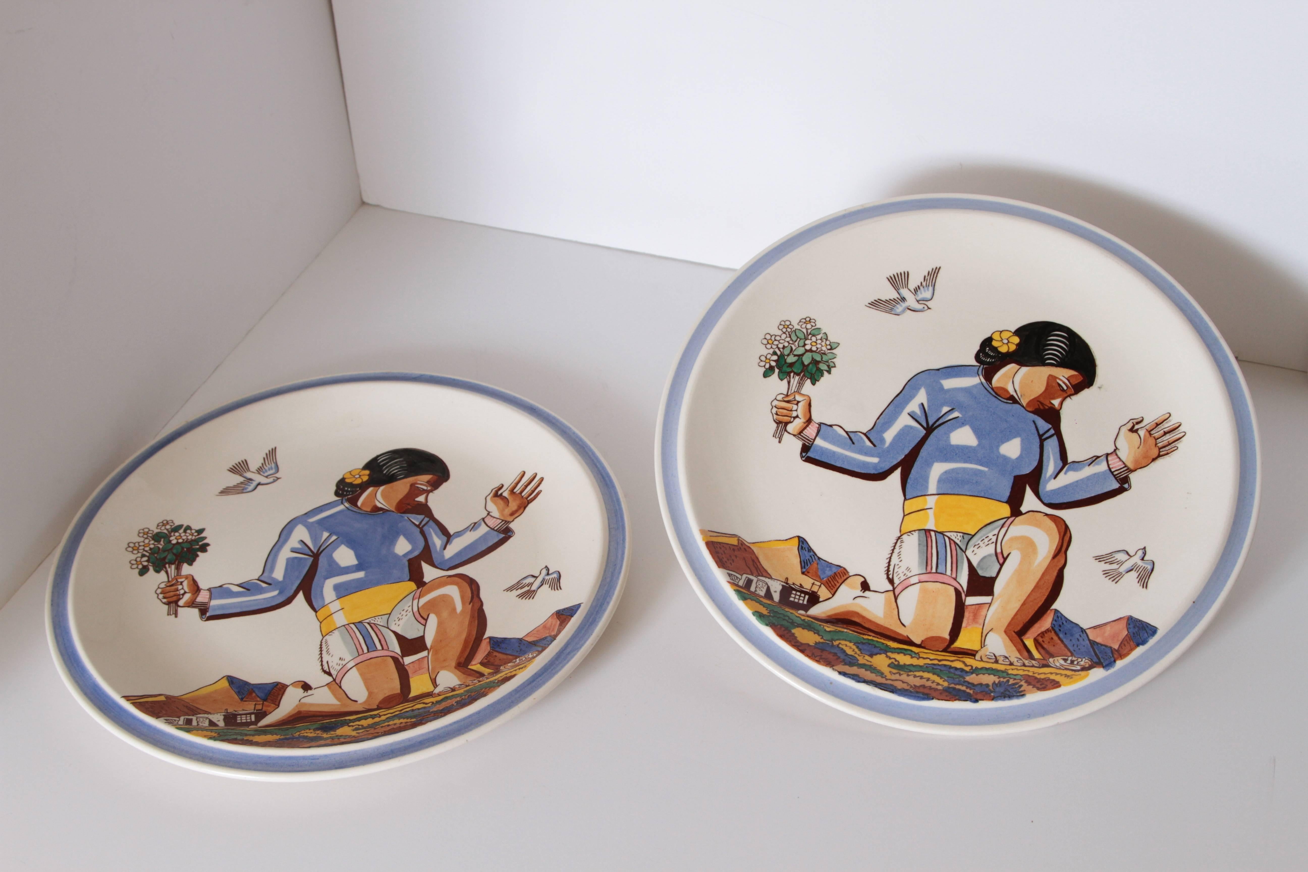 Ceramic Art Deco Rockwell Kent Salamina Serveware for Vernon Kilns, Collection of Six For Sale