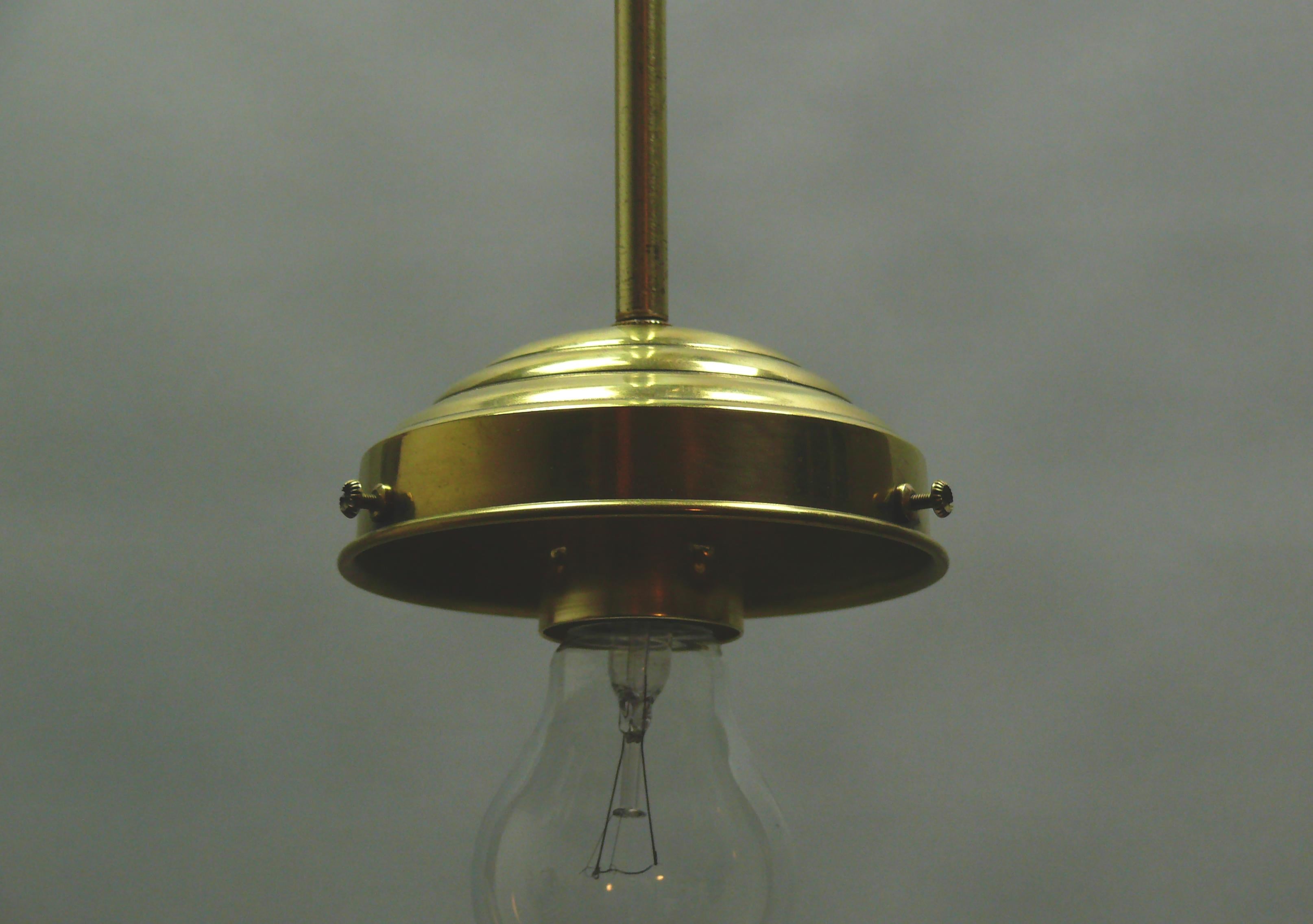 Art Deco rod pendant light with brass suspension, marbled glass - 1930s (Messing) im Angebot