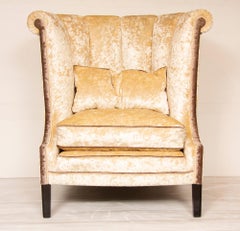 Art Deco Roll Top High Back Armchair