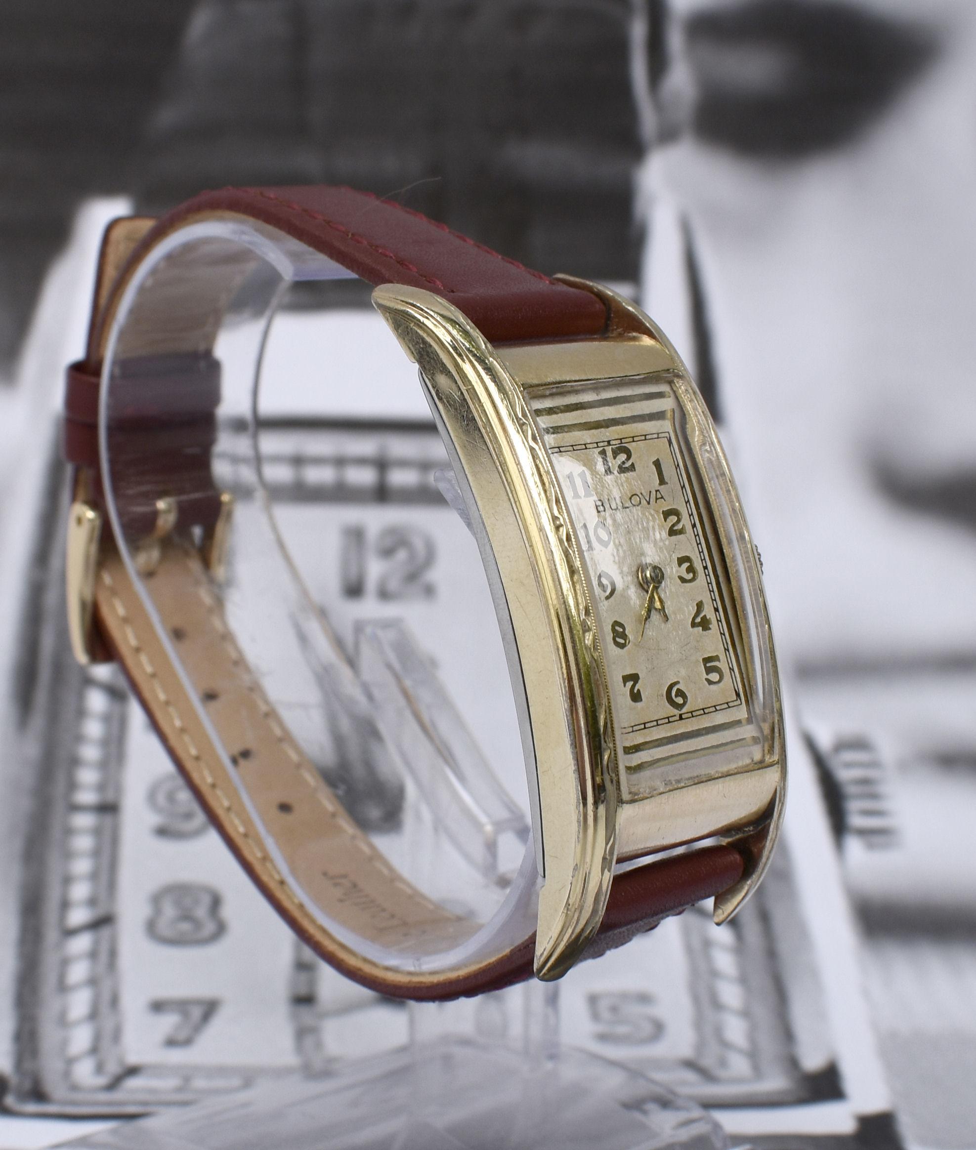 Goldgefüllte Uhr im Art-déco-Stil von Bulova, USA, um 1928 5