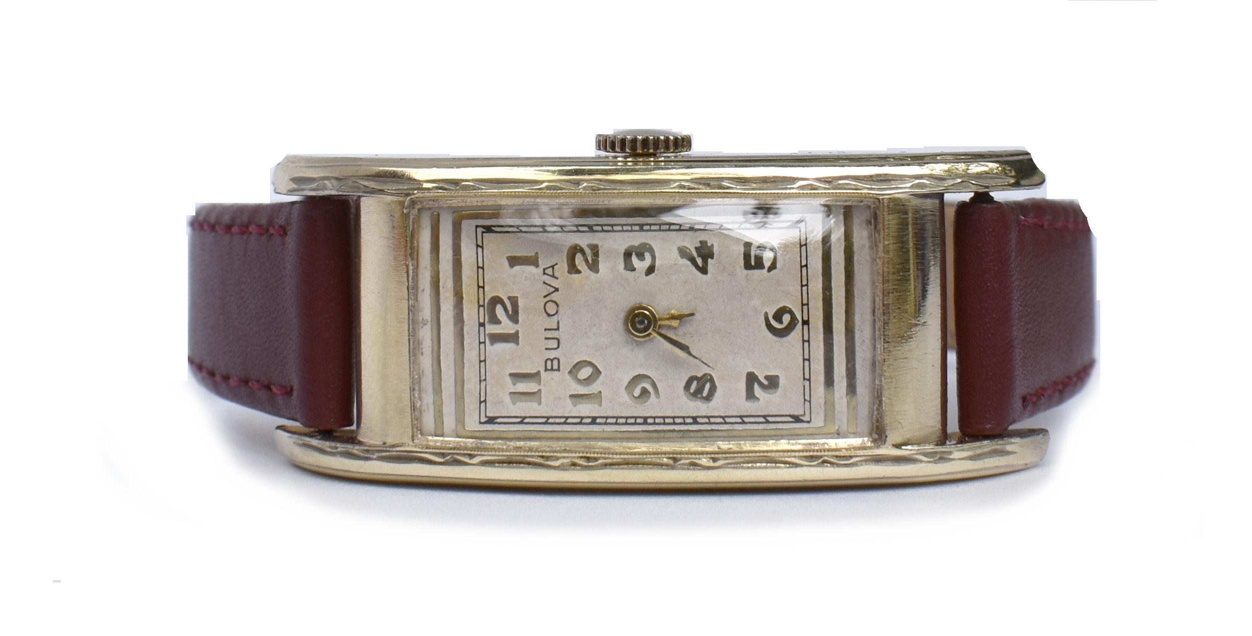 Goldgefüllte Uhr im Art-déco-Stil von Bulova, USA, um 1928 Herren