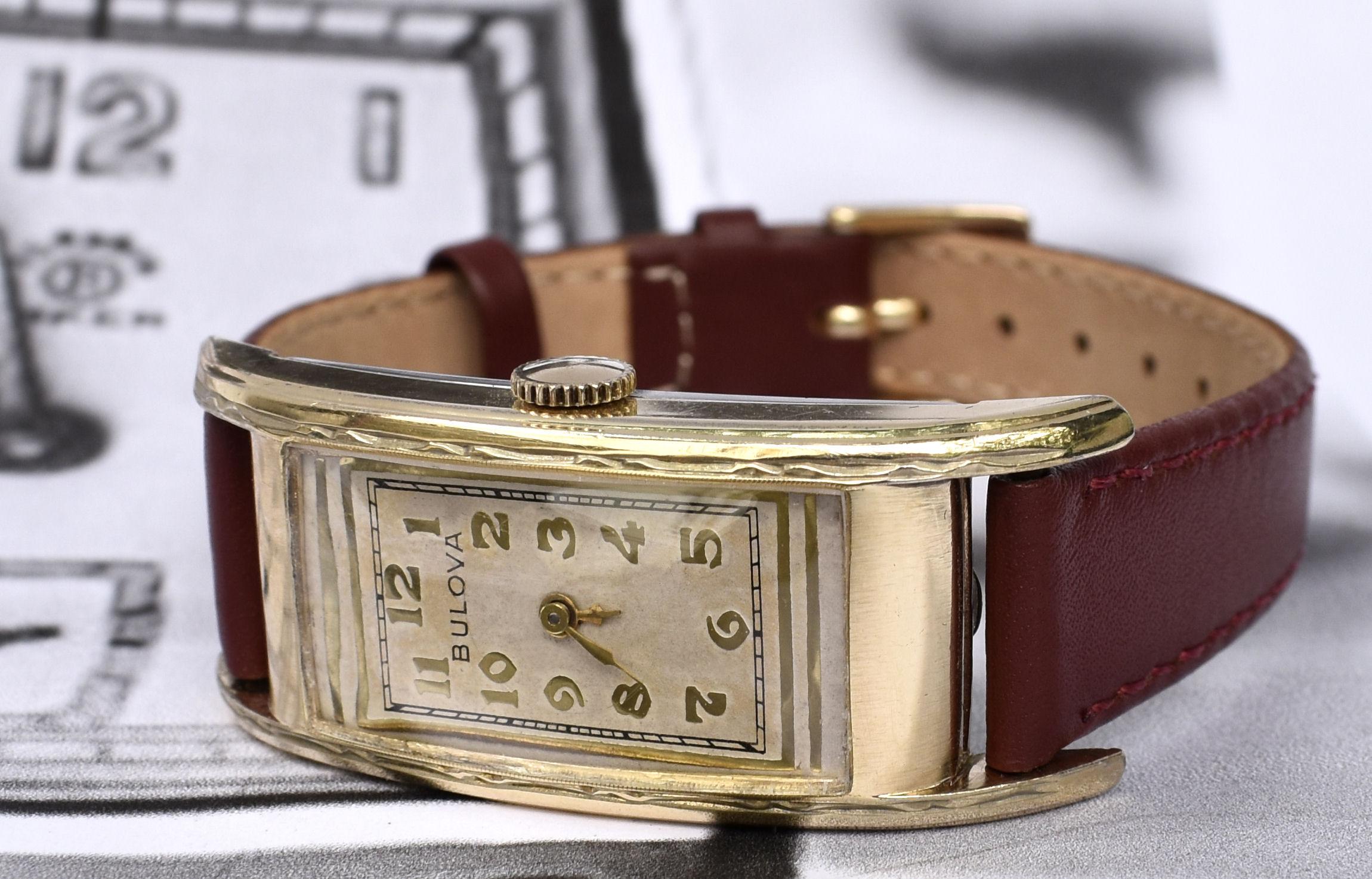 Goldgefüllte Uhr im Art-déco-Stil von Bulova, USA, um 1928 2