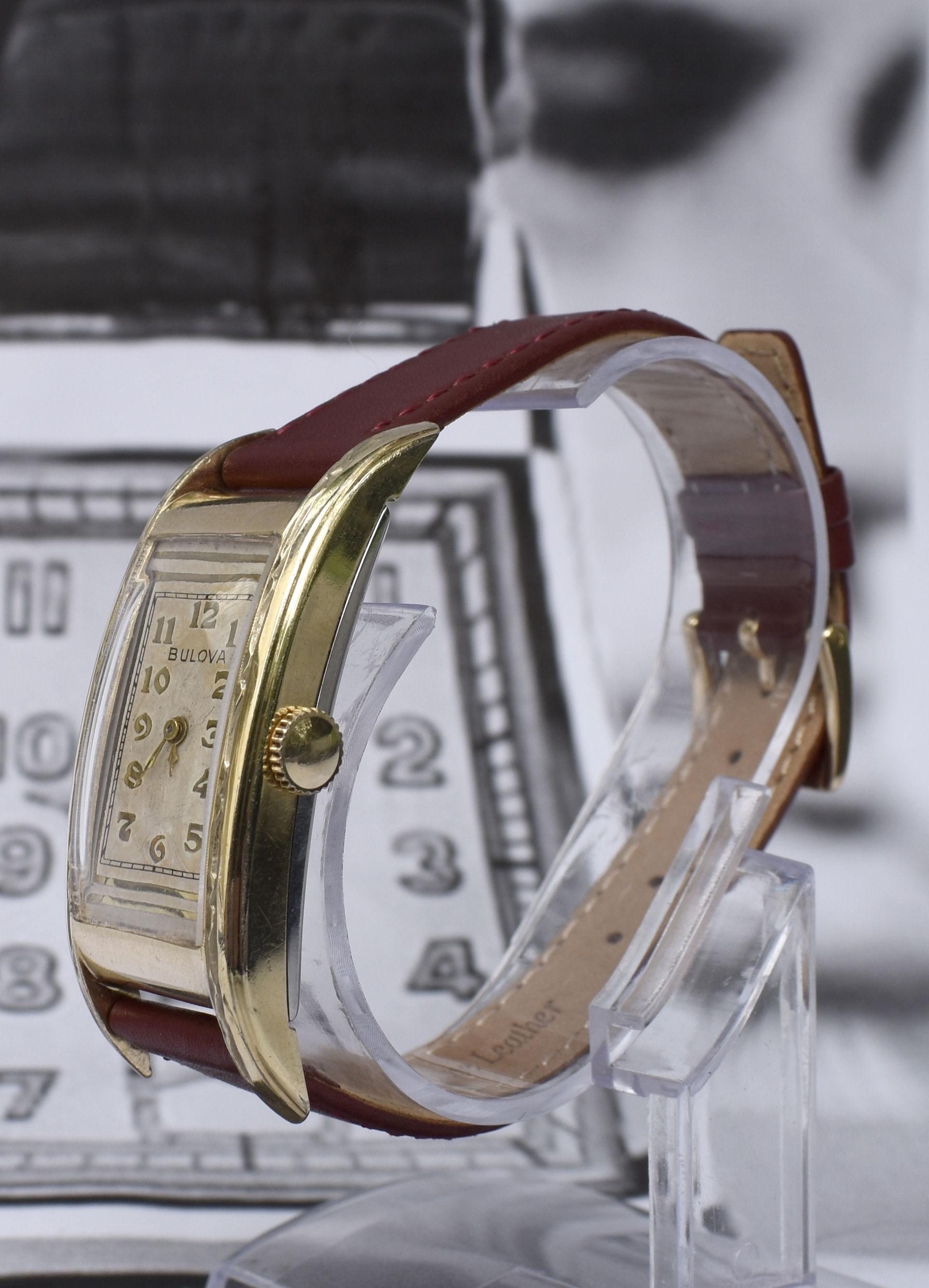 Goldgefüllte Uhr im Art-déco-Stil von Bulova, USA, um 1928 4