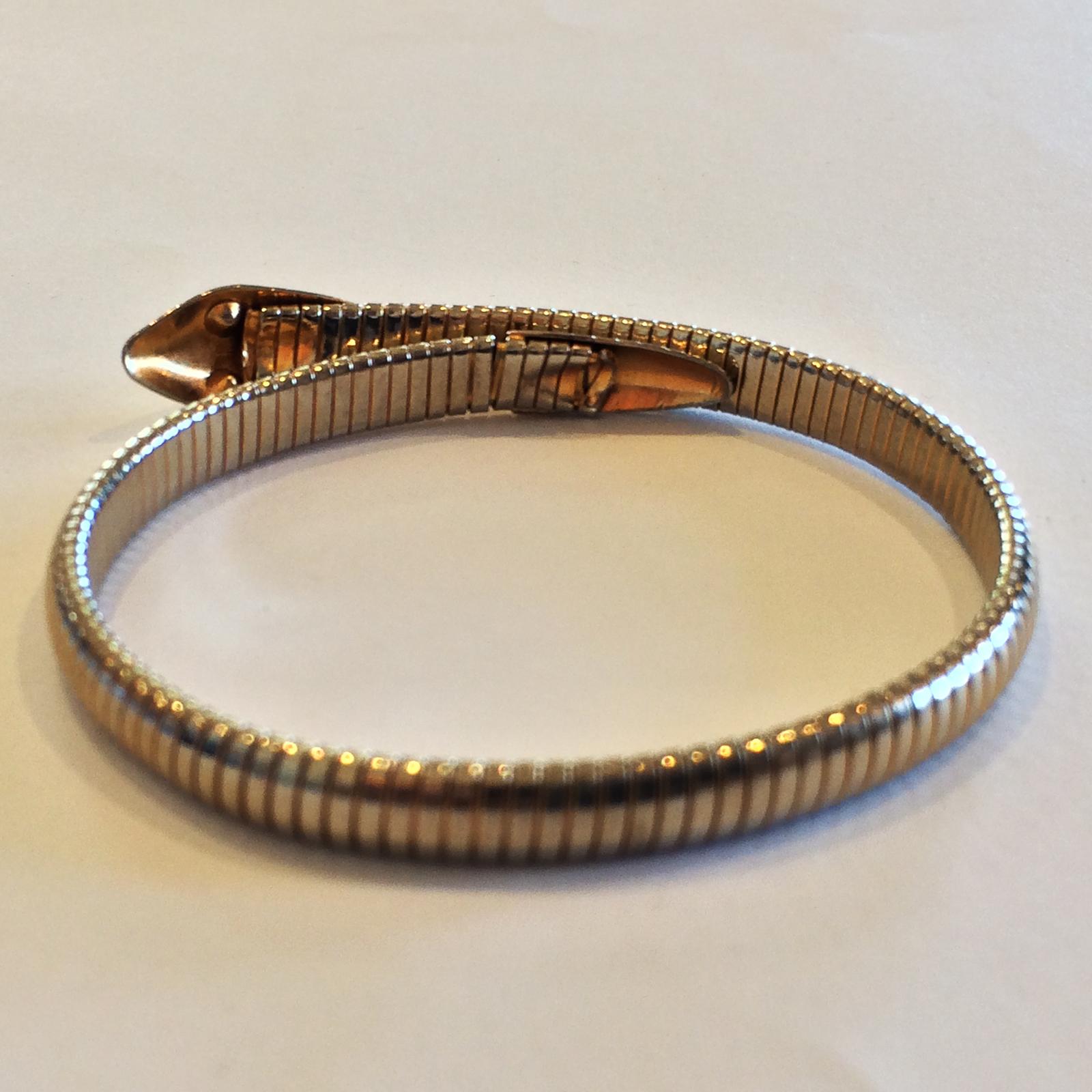 Art Deco Rolled Gold Snake bracelet bangle In Good Condition For Sale In Daylesford, Victoria