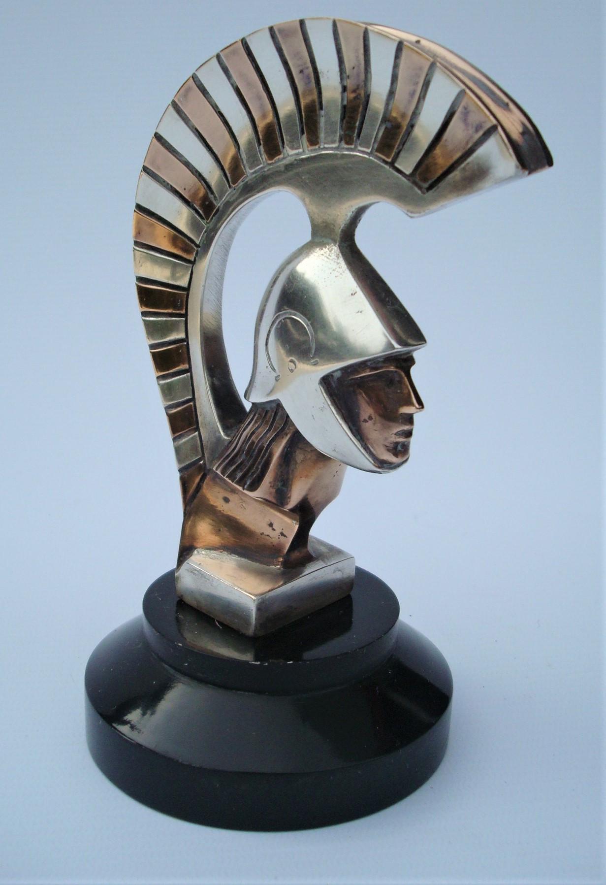 Silvered Art Deco Roman Warrior Car Mascot, Hood Ornament by Darel, ca. 1920s