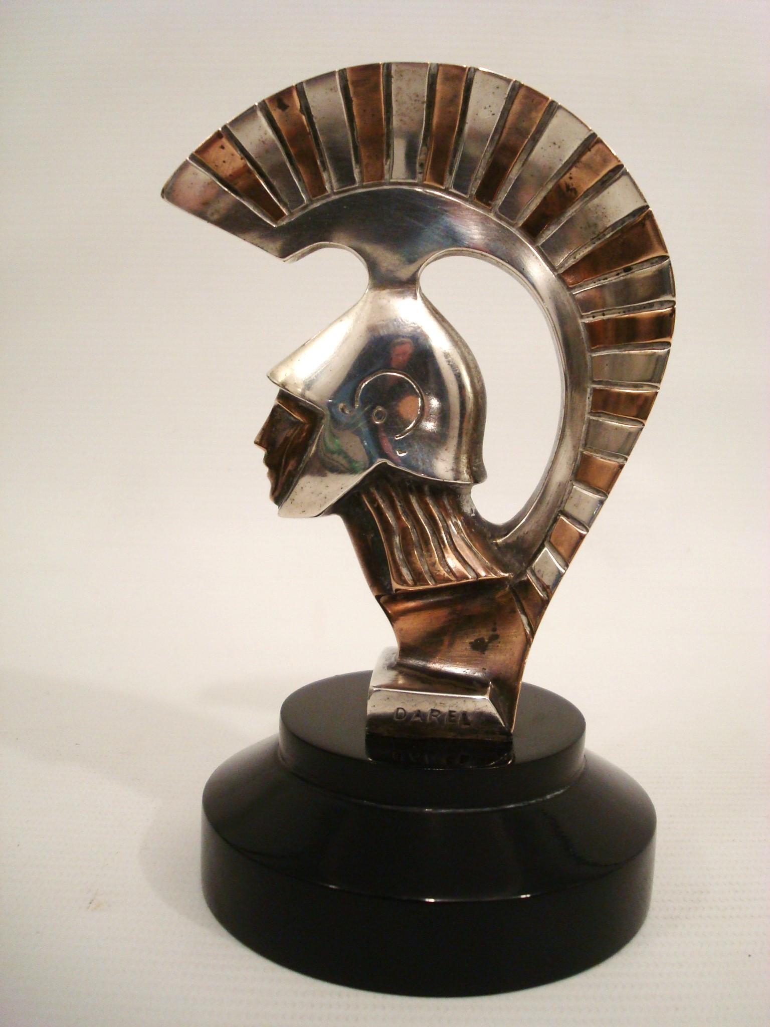 Art Deco Roman Warrior Car Mascot, Hood Ornament by Darel, ca. 1920s In Good Condition In Buenos Aires, Olivos