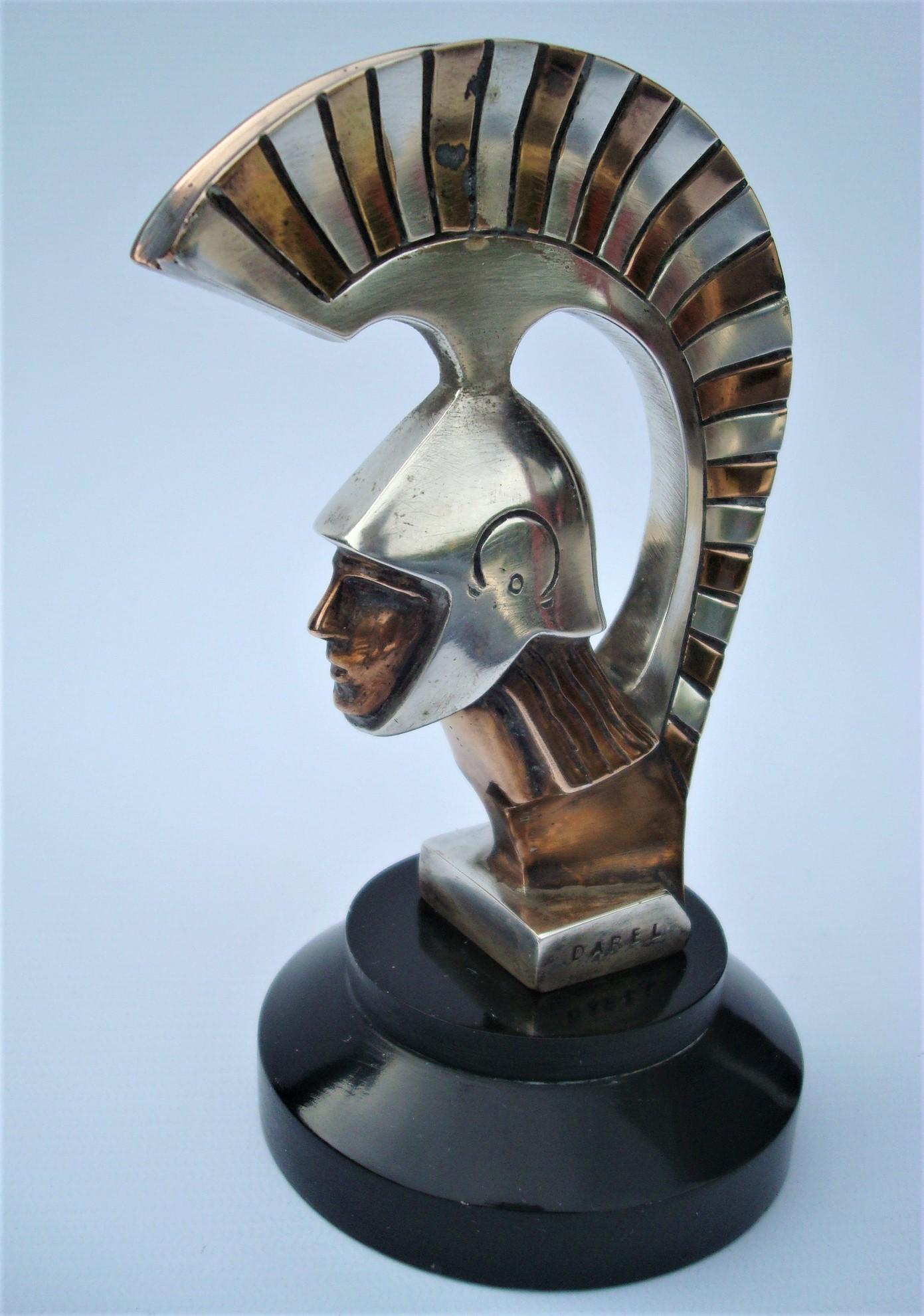 Bronze Art Deco Roman Warrior Car Mascot, Hood Ornament by Darel, ca. 1920s