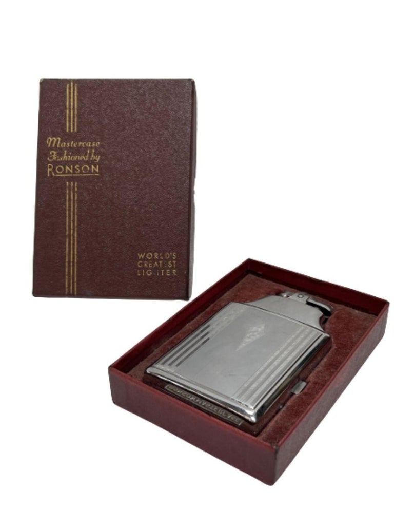 Art Deco Ronson Mastercase Cigarette Lighter Case Combo With Original Box