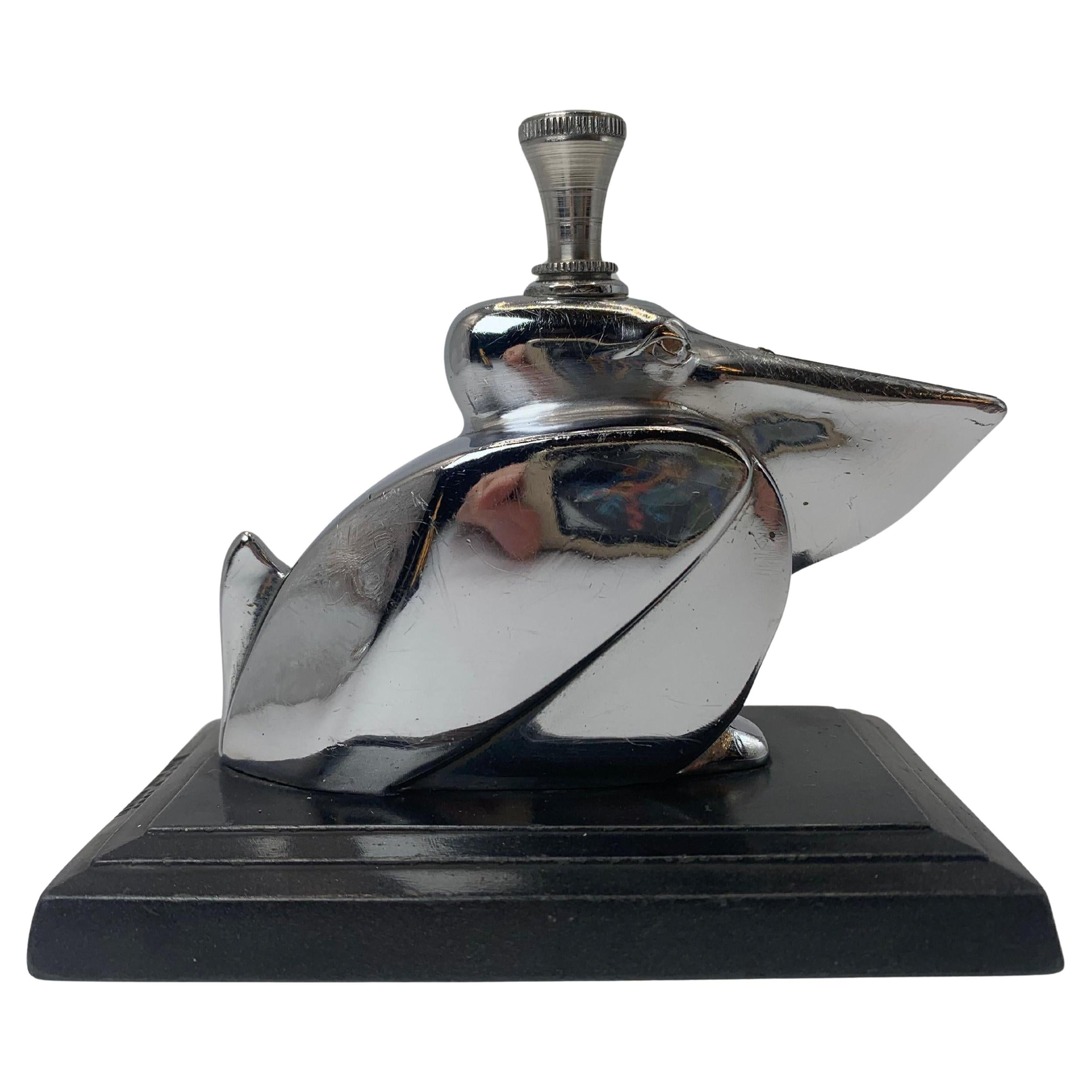 Art Deco Ronson Pelican Table Striker Lighter, Chrome Finish, 1935
