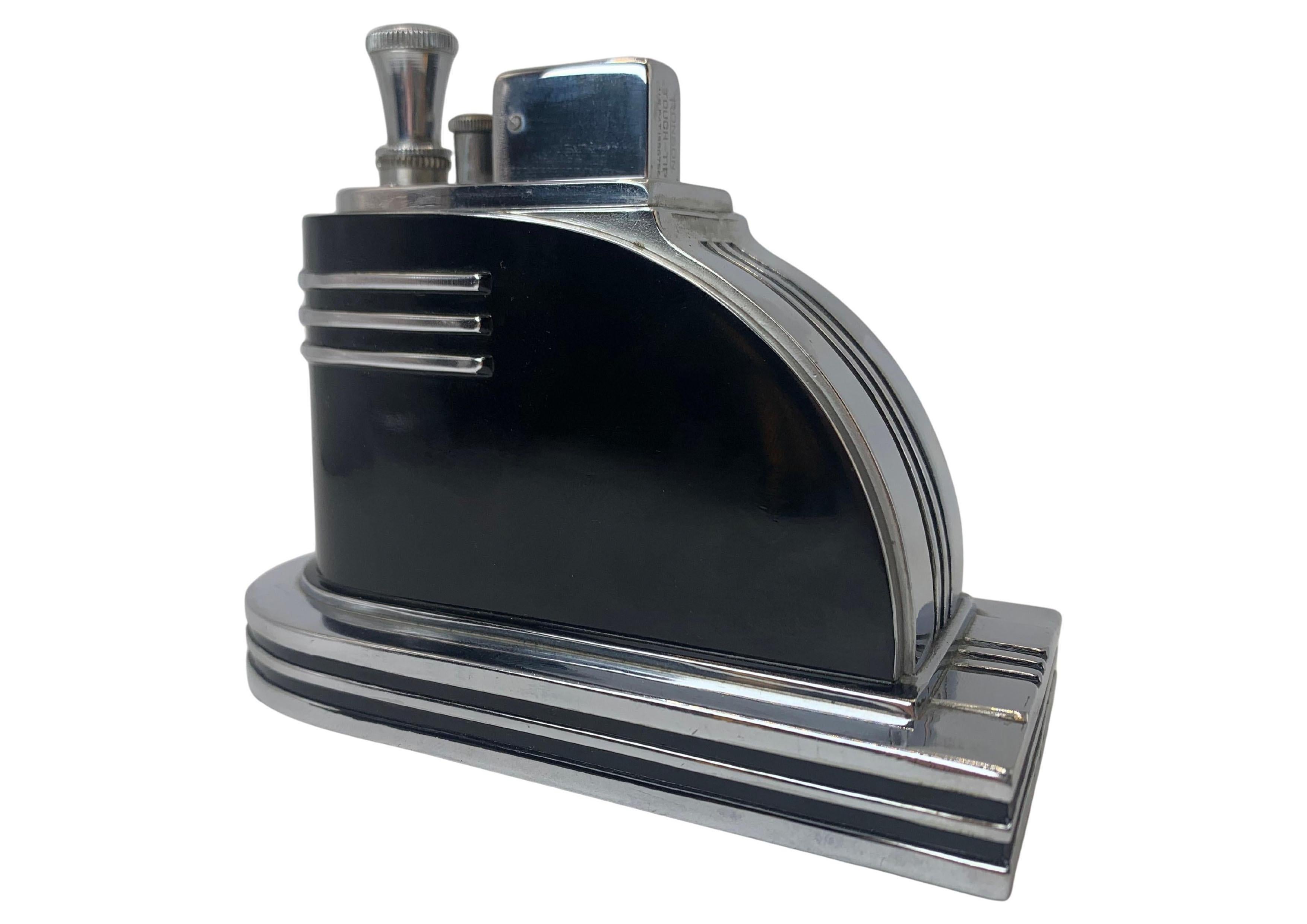 Art Deco Ronson Streamline Moderne Black Lacquered Touch Tip Table ...
