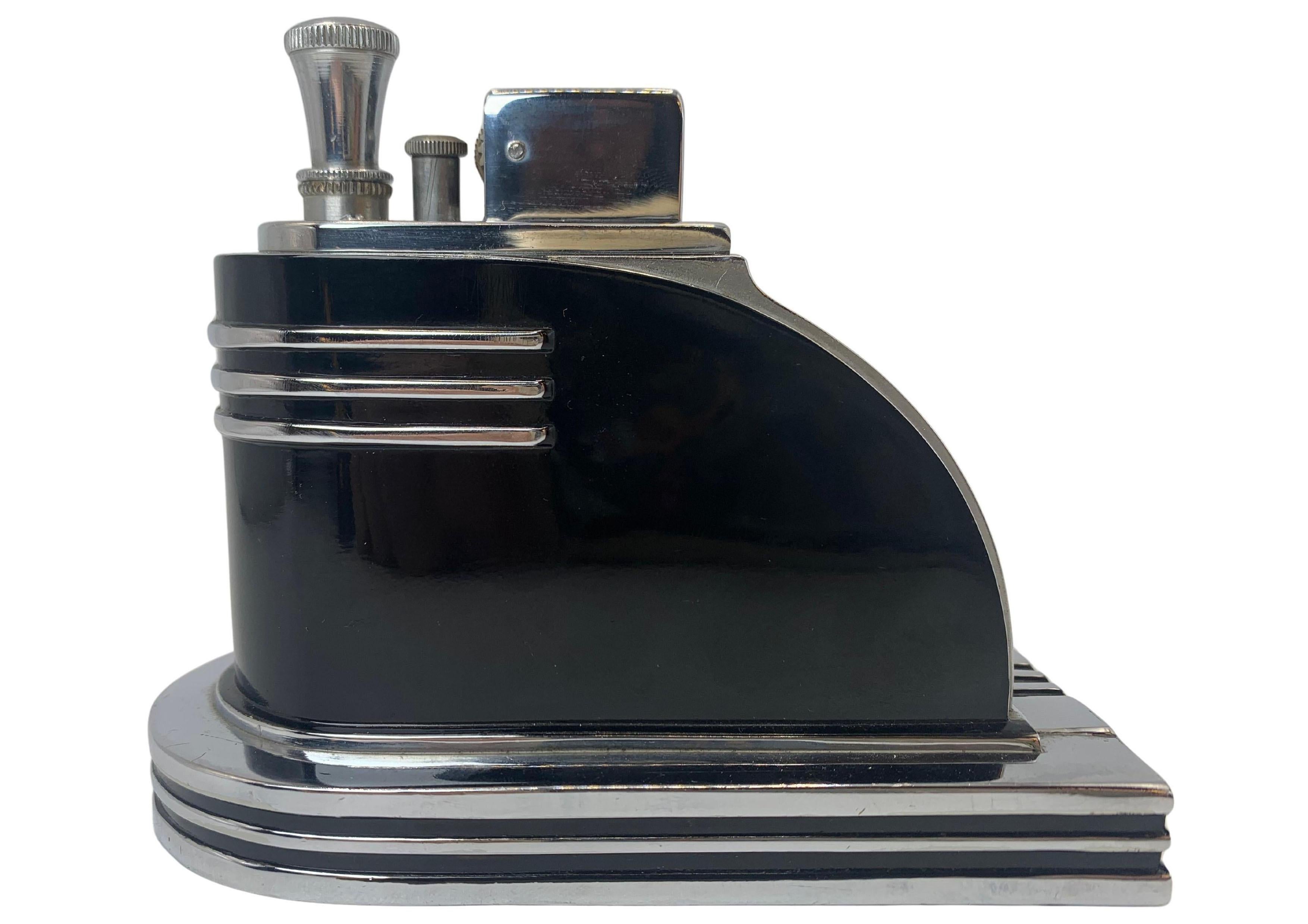 Art Deco Ronson Streamline Moderne Black Lacquered Touch Tip Table ...