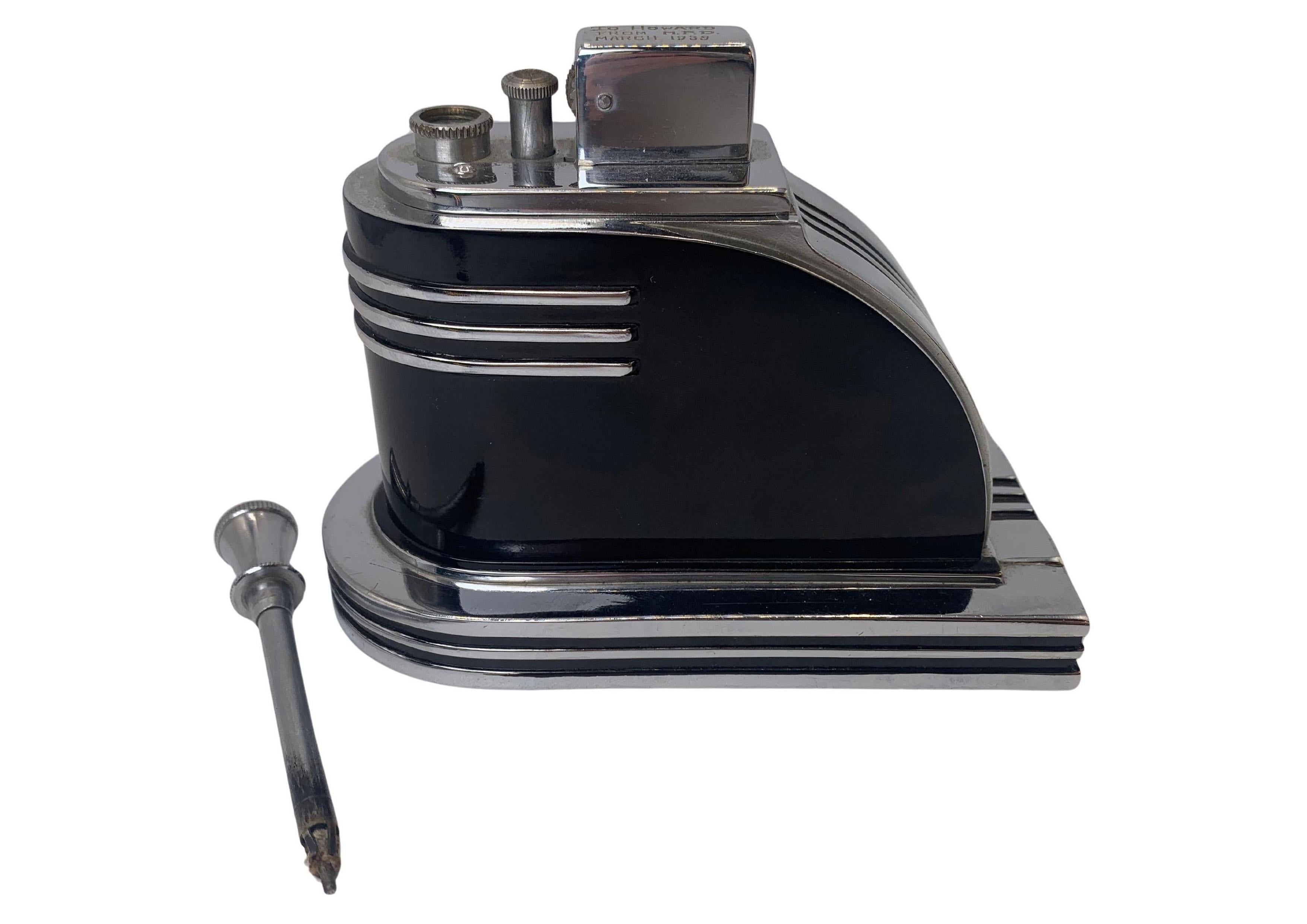 Art Deco Ronson Streamline Moderne Black Lacquered Touch Tip Table ...