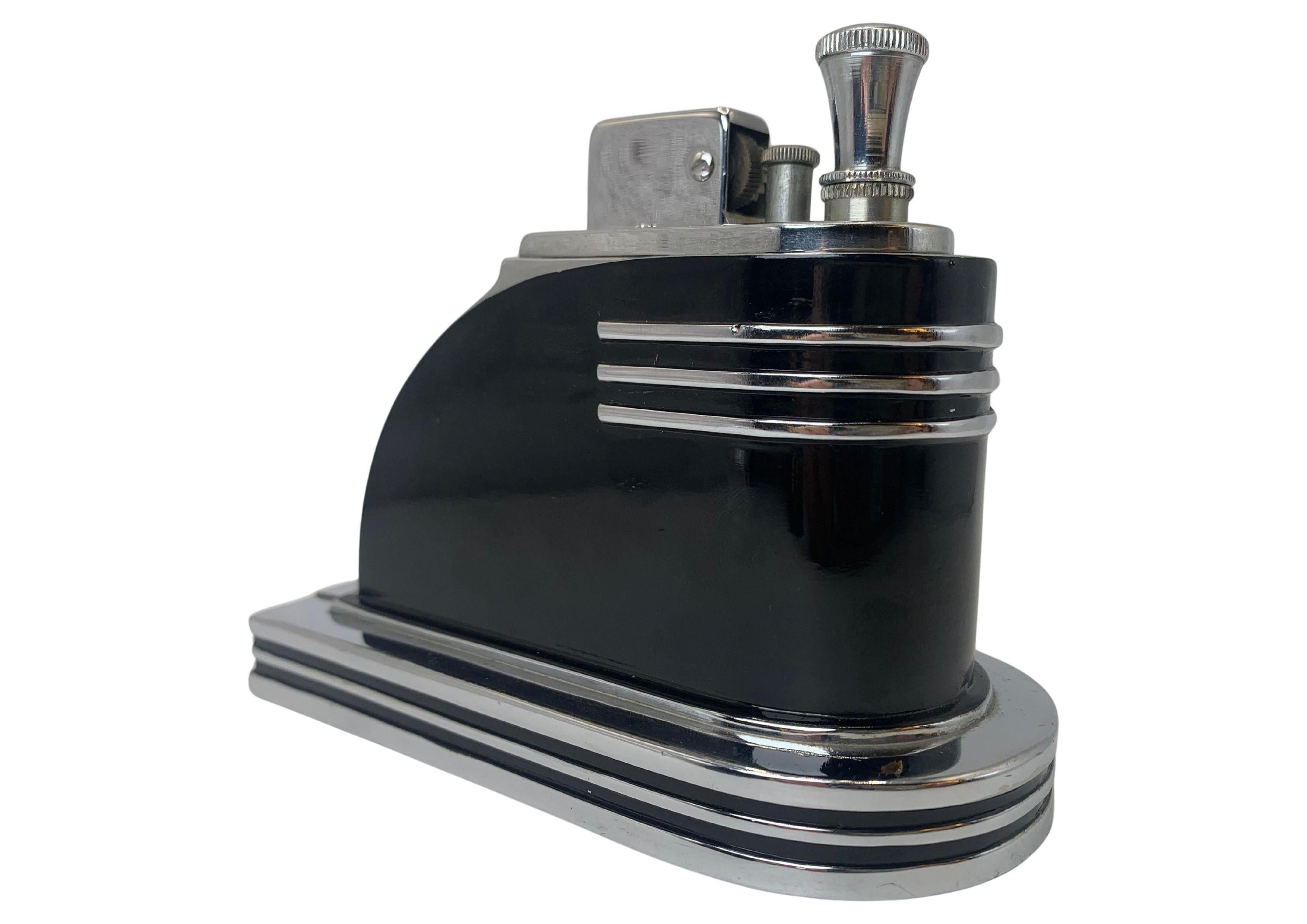 Art Deco Ronson Streamline Moderne Black Lacquered Touch Tip Table ...