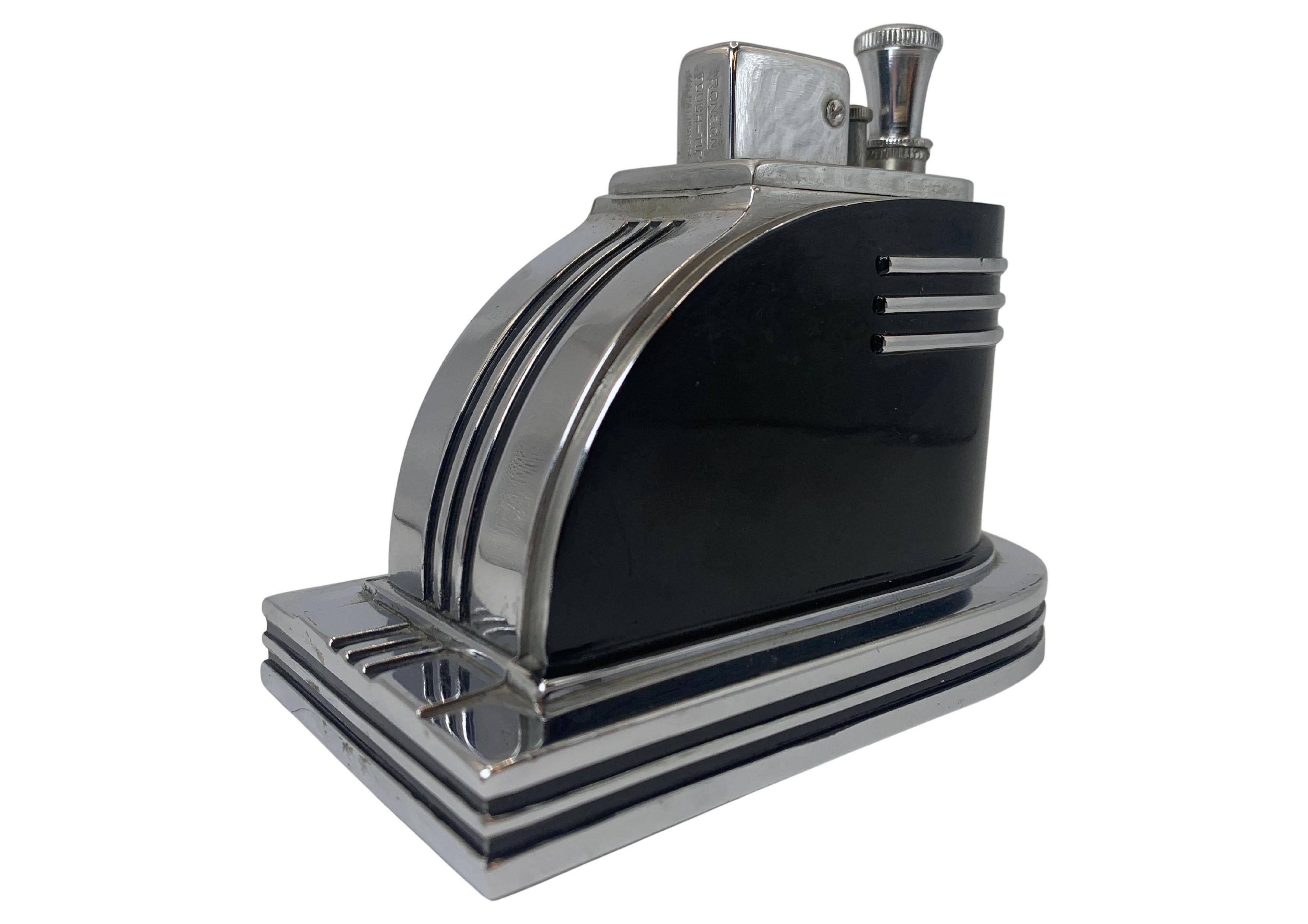 Art Deco Ronson Streamline Moderne Black Lacquered Touch Tip Table ...