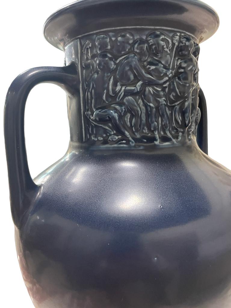 Art deco Rookwood Dark Blue Mat with classical style frieze panels Vase/Urn 1929 In Good Condition For Sale In Richmond Hill, ON