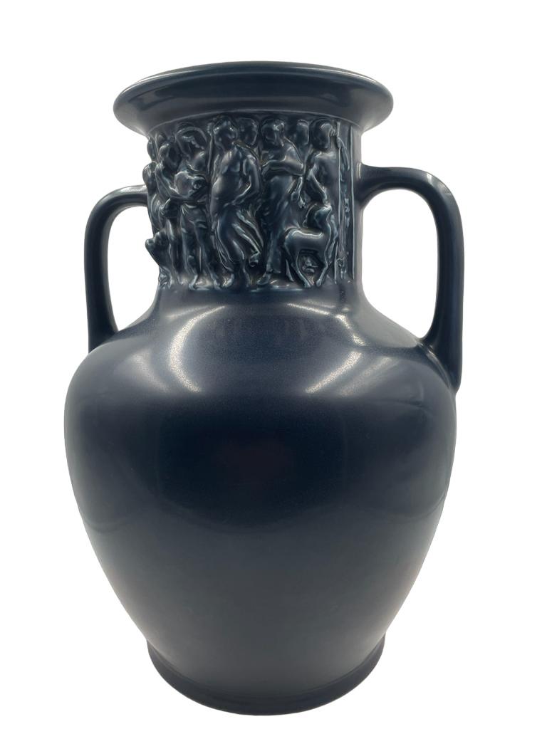 Art-déco-Vase/Urne aus Rookwood, dunkelblauer Matt mit Friesplatten im klassischen Stil, Art déco-Stil, 1929 (Keramik) im Angebot