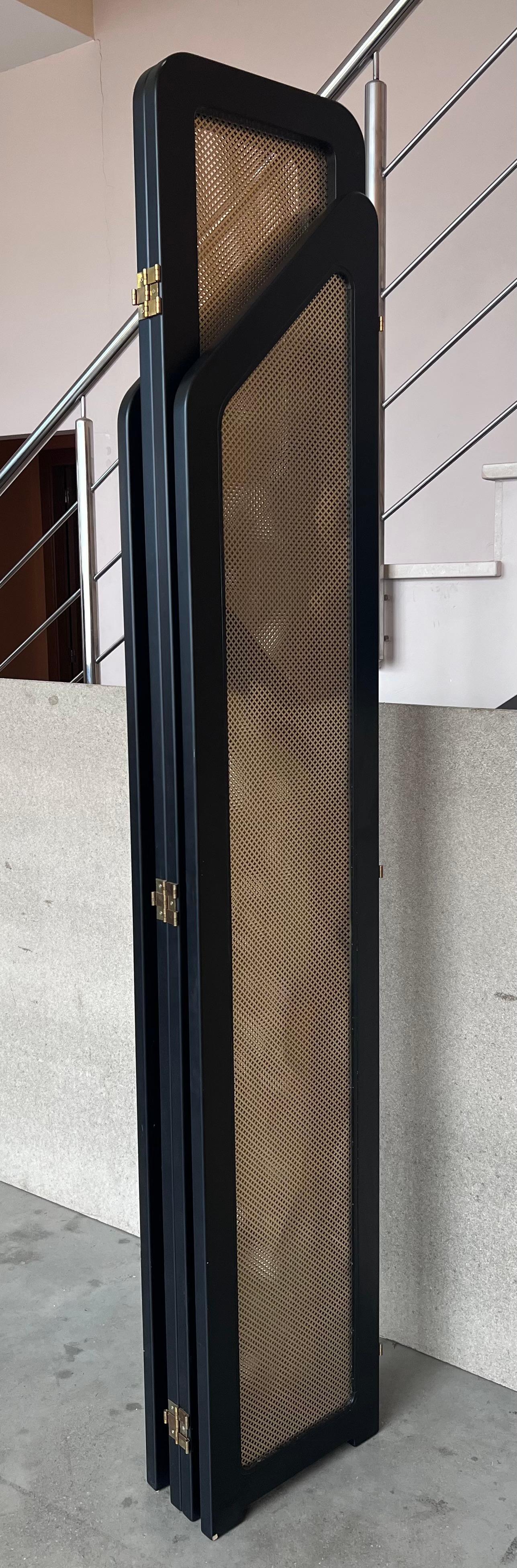 Art-déco-Raumteiler aus schwarzem, ebonisiertem Holz und Goldmetall (Art déco) im Angebot