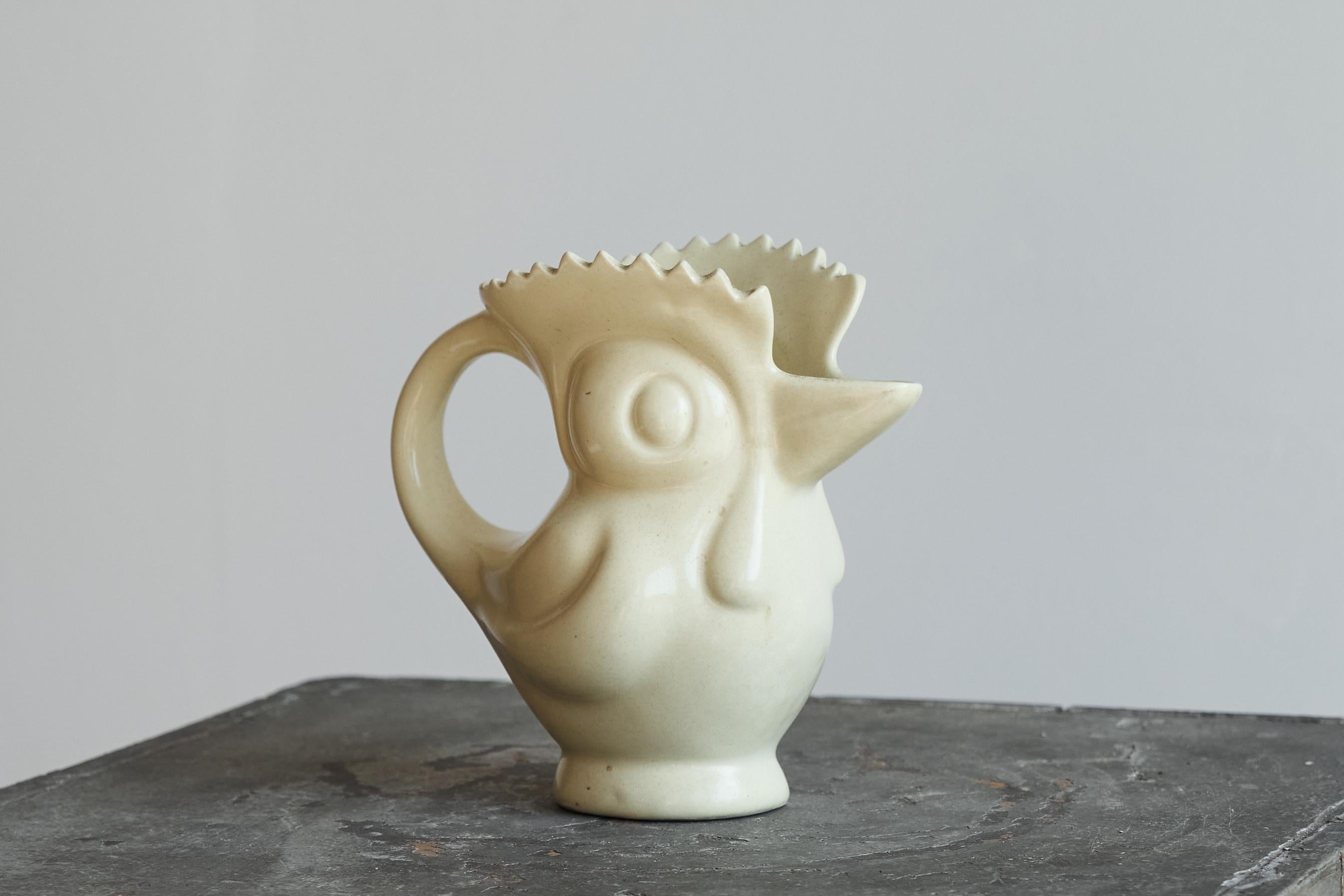 Hand-Crafted Art Deco Rooster Jug by Ditmar-Urbach Czechoslovakia 1930s For Sale