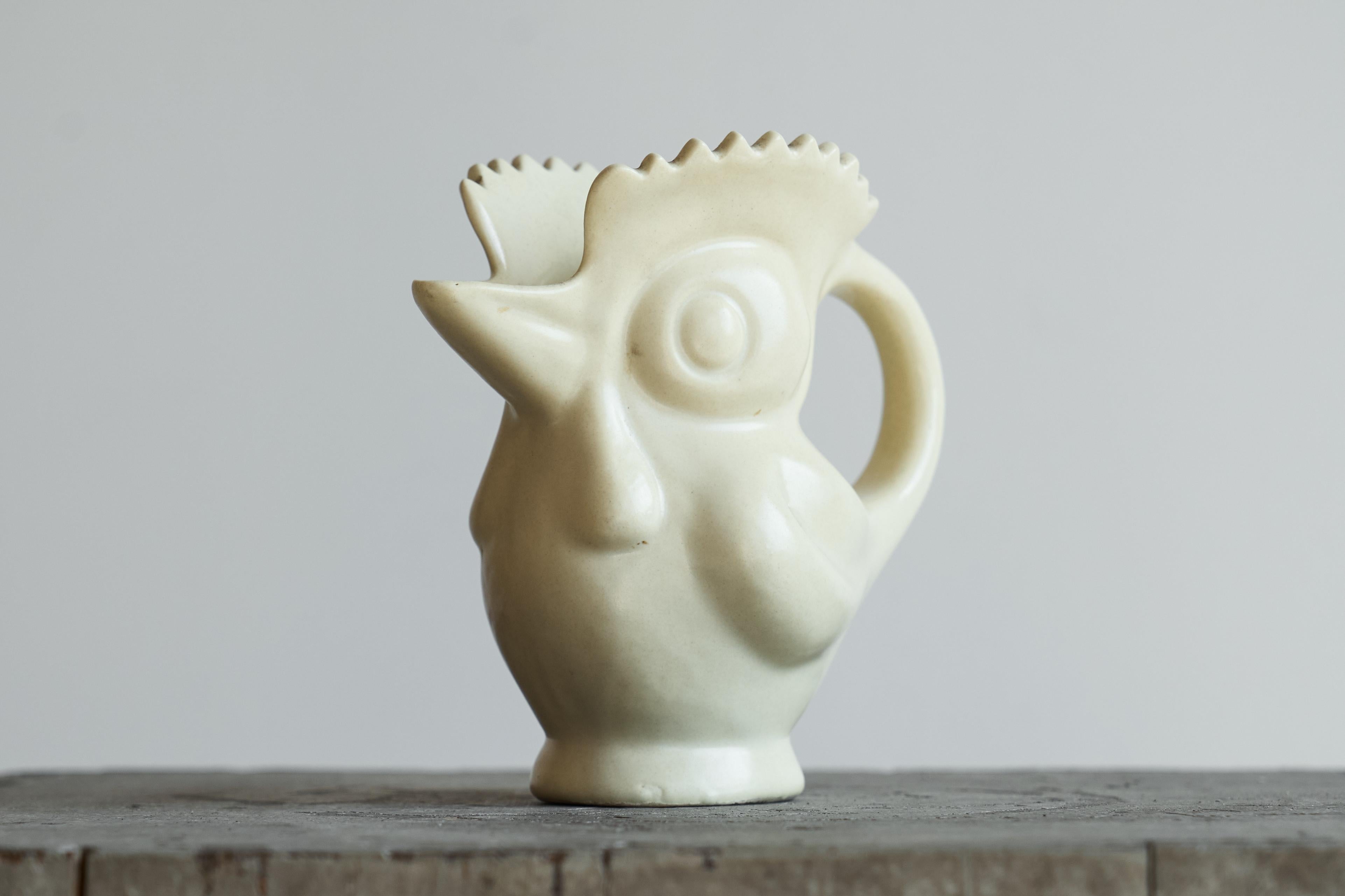 Pottery Art Deco Rooster Jug by Ditmar-Urbach Czechoslovakia 1930s For Sale