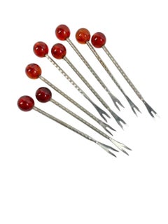 Art Deco Root Beer Bakelite Keg-Form Cocktail Pick Set / 8 Ball-Topped Picks