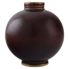 Art Deco Rörstrand Vase in Glazed Ceramics, Beautiful Ox Blood Glaze
