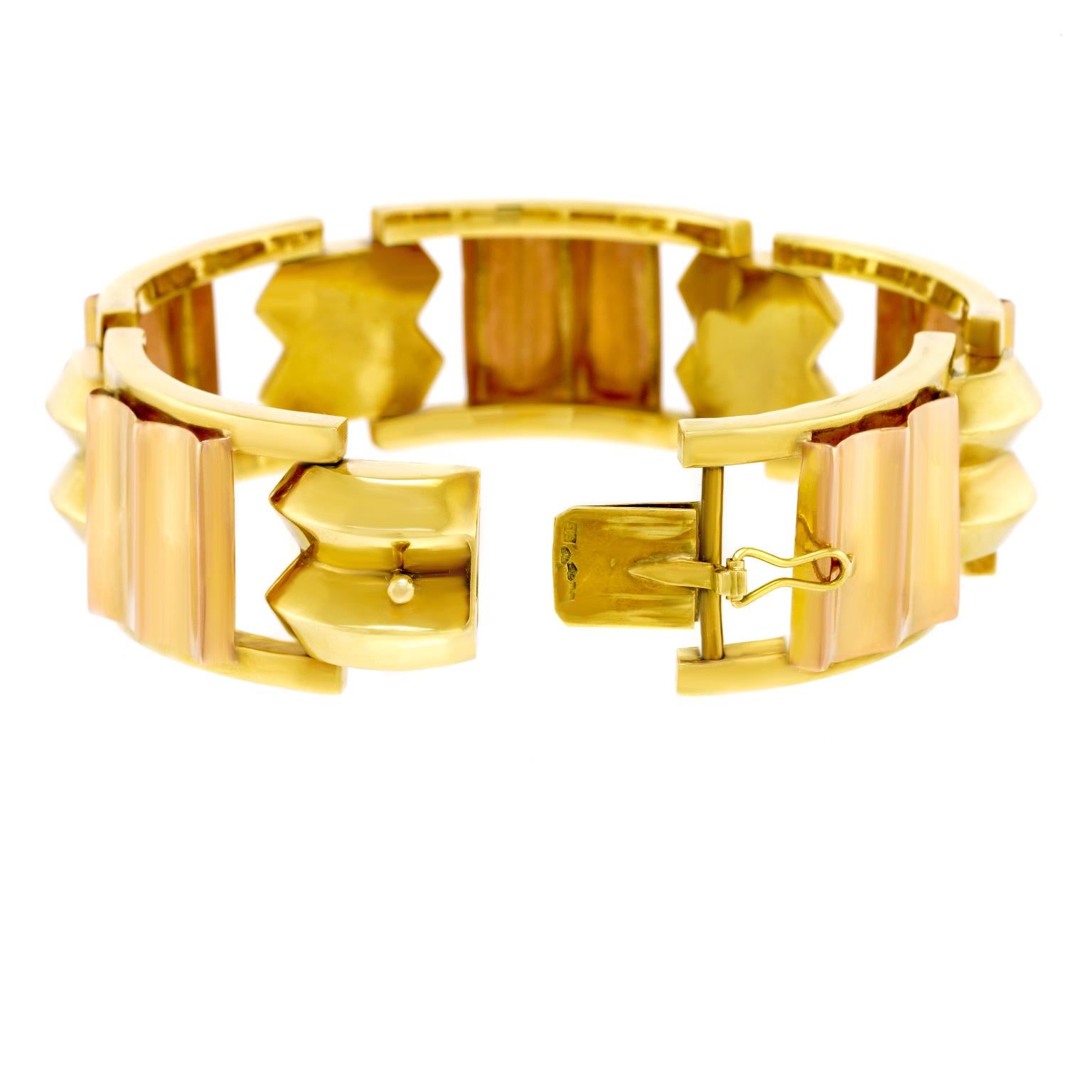 Art Deco Rose and Yellow Gold Bracelet 4