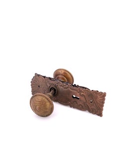 Art Deco Rose Brass Knob and Escutcheon