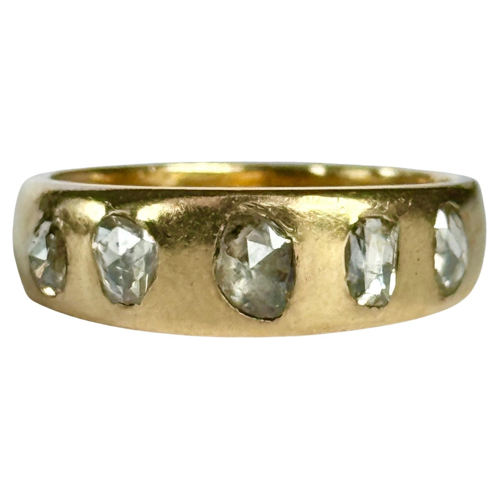 Art Deco Rose Cut Diamond 18 Carat Gold Cluster Ring For Sale