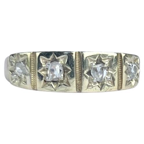 Art Deco Rose cut Diamond and 18 Carat Gold Four-Stone Star Setting Band