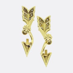 Art Deco Rose Cut Diamond Arrow Earrings