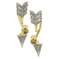 Art Deco Rose Cut Diamond Arrow Earrings