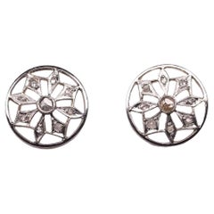 Art Deco Rose Cut Diamond Earrings in Gold and Platinum